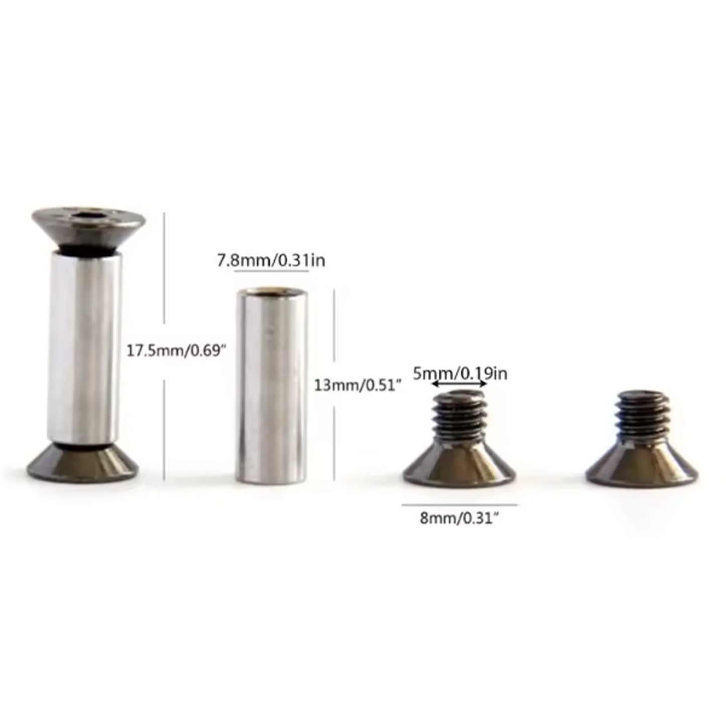 6pcs Stainless Steel Internal Hex Countersunk Knife Handle Locking Screws Bolts Rivets DIY Knife Making Handle Scale Fastener Replacement Hardware Accessories