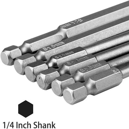 Electric Hexagonal Bit Screwdriver Socket Bit 8pcs 100mm Hex Head Allen Wrench Drill Bits Set New SAE Metric Allen Power Tool