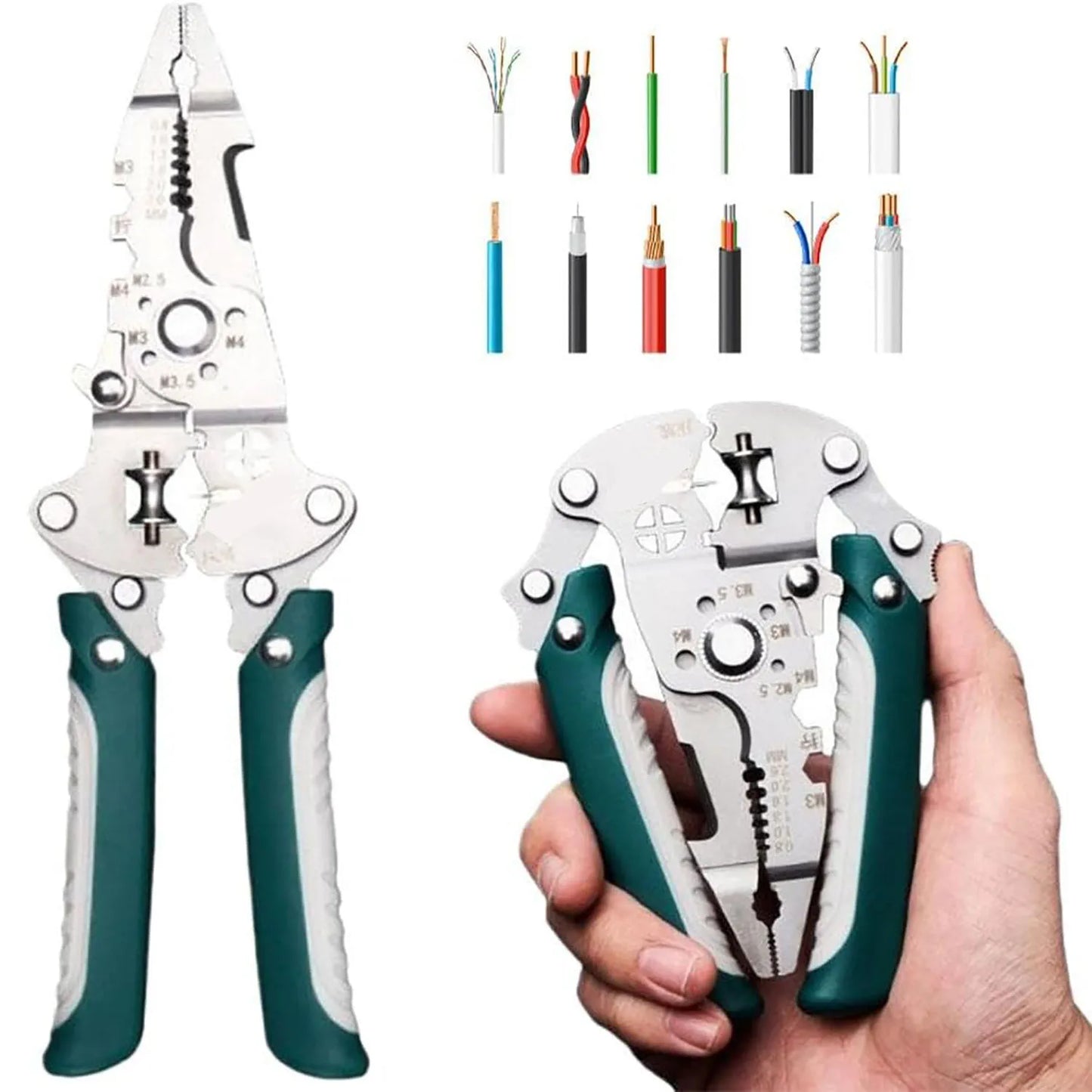 18 In1 Foldable Wire Stripper Multifunctional Plier With Crimper Cutter Shearing Screw Gripping For Electric Cable Portable Tool