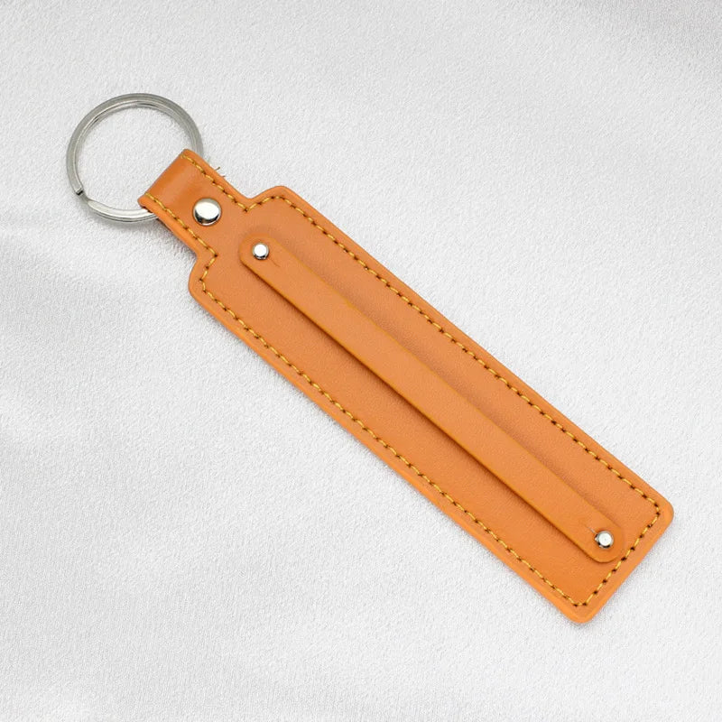 50pcs/lot PU Leather Keychain with 8mm Slide Bar Keyrings Key Holder Fit for 8mm DIY Slide Charms