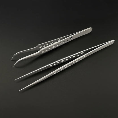 Electronics Industrial Tweezers Precision Anti-static Curved Straight Tip Stainless Forceps Phone Repair Hand Tool sets