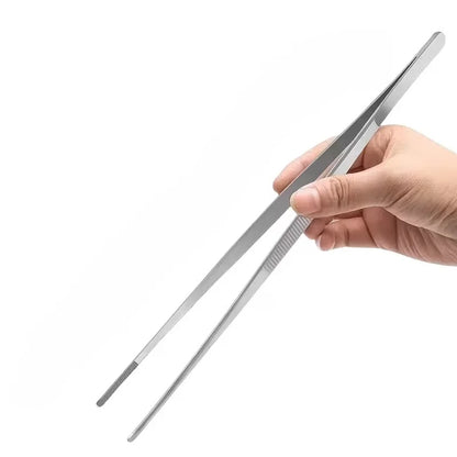 30CM Stainless Steel Tweezers with Anti-Slip Grip | Straight/Curved Tip for Electronics Repair, Fishing, Crafts