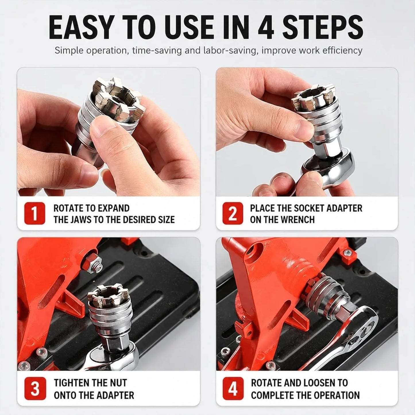 Universal Socket Tool 10-19mm (3/8"-3/4") with 3/8" Drill Adapter, Pass-Thru Socket Set for Mechanical Repair