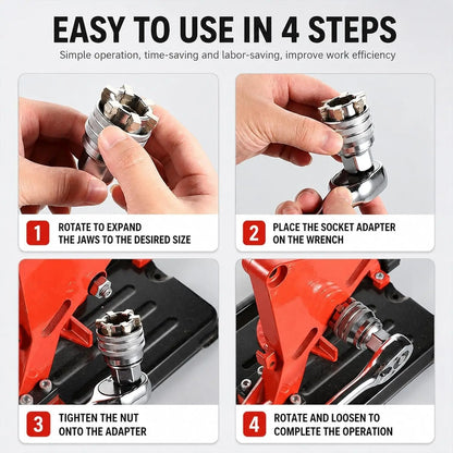 Universal Socket Tool 10-19mm (3/8"-3/4") with 3/8" Drill Adapter, Pass-Thru Socket Set for Mechanical Repair