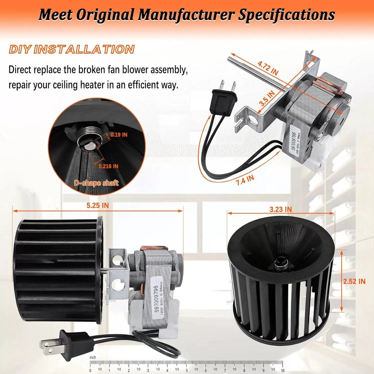 S97009796 Bathroom Fan Motor Assembly for Broan Nutone Bulb Ceiling Heater... [4]