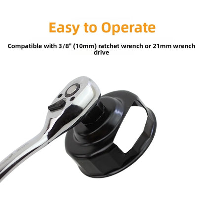 76mm Oil Filter Cap Wrench Removal Tool Socket Style 14 Flutes Carbon Steel Non Slip Grip Tool