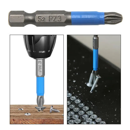 6Pcs Hex Shank Screwdriver Bit Set PH1 PH2 PH3 PZ1 PZ2 PZ3 S2 Steel Anti Skid Cross Head for Woodworking Repair