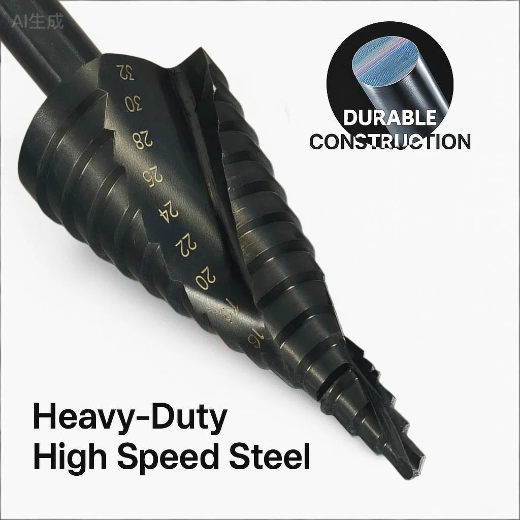 HSS Cobalt Step Drill Bit 4-32mm Spiral Cone Bit Triangle Shank Metal Wood Drilling Reamer High Speed Steel DIY Tool
