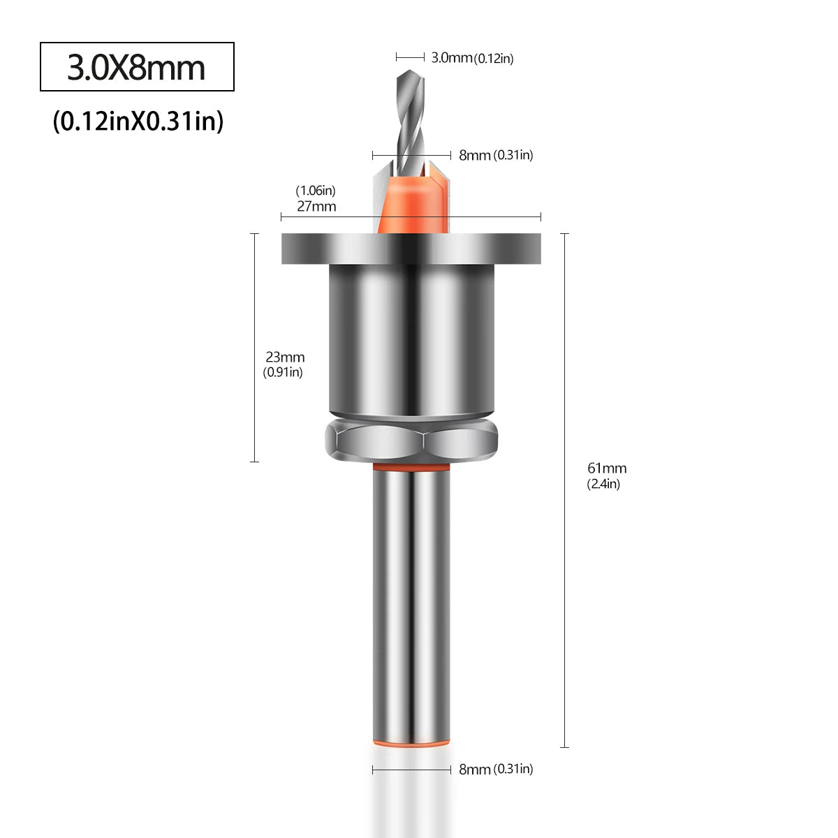 8mm Shank Countersink Drill Bit With Stop Alloy Head Taper Hole Step Drill For Wood Screw Installation Woodworking Drilling