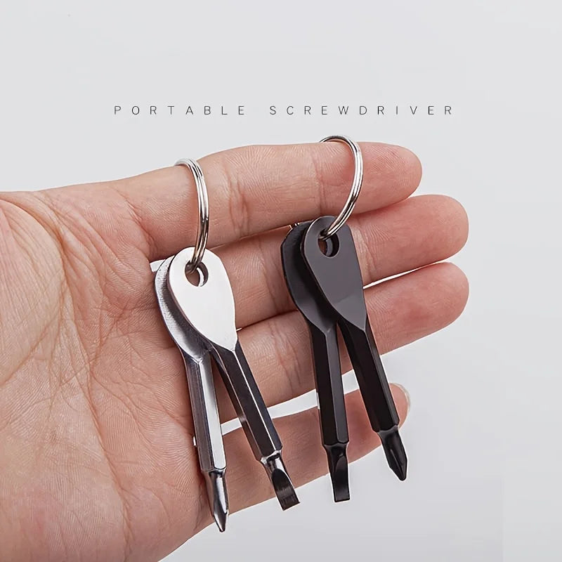 2pcs Portable Phillips Screwdriver Keyring Set - Multifunctional Mini Pocket Repair Tool Gadget for Camping Accessories