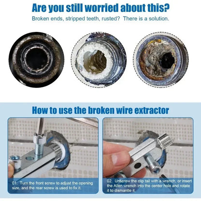 Pipe Stripped Screw Set, Water Faucet Broken Wire Extractor & Stainless Steel Wrench Handle Damaged Nipple Easy Out Remover Tool