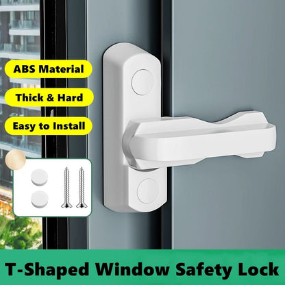 Plastic+Stainless Steel T-lock Window Door Sash Lock Safety Lever Handle Sweep Latch Child Safe Security Hardware Accessories