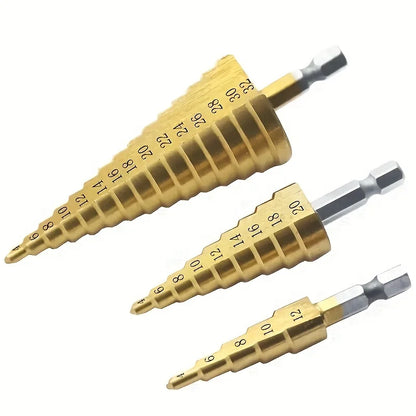 4-12/20/32mm HSS Titanium Coated Step Drill Bit Drilling Power Tool Metal High Speed Steel Wood Hole Cutter Step Cone Drill Bit