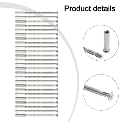 25 Pcs/set Door Handle Fixing Screw Door Handle Bolt Through Fixings For M3 Door Handle Knobs Door Lock Metal Screws Hardware