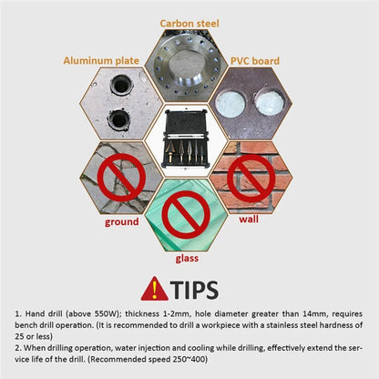 5Pcs Step Drill Bit Set HSS Cobalt Multiple 50 Sizes Conical Hole Cutter Titanium Coated Carbide Drill Bits Punch Tool for Stainless Steel Iron Sheet Metal Wood Drilling Hardware Multipurpose Industrial