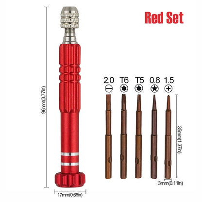 5-in-1 Precision Screwdriver Set SL2.0/PH1.5/T5/T6/P0.8 S2 Screw Driver Bit for Phone PC Eyeglass Jewelry Watch Repair Hand Tool