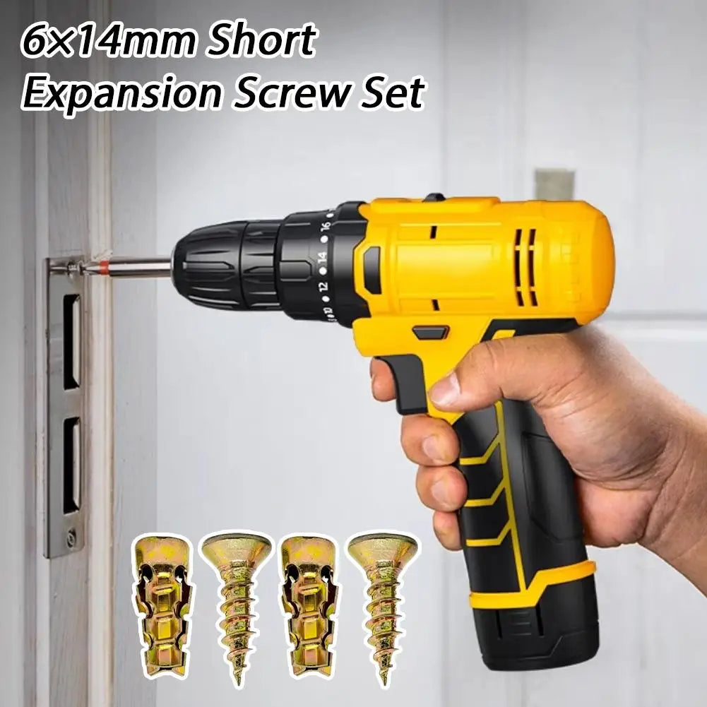 30/50/100pcs 6x14mm Short Expansion Screws Set Cabinet Door Hinge Stripped Thread Repair Screws Wall Anchors Fixer