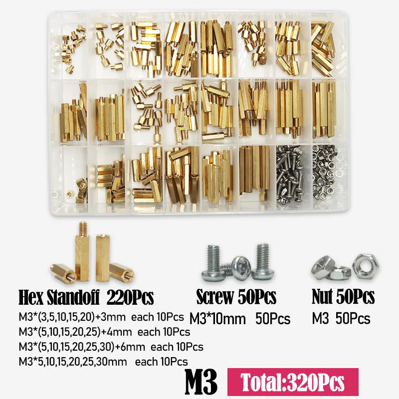 Brass M2 M2.5 M3 M4 PCB Standoffs Kit