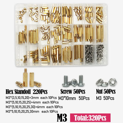 Brass M2 M2.5 M3 M4 PCB Standoffs Kit