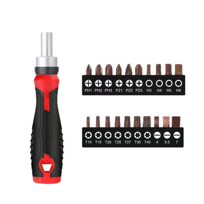 1/4 (6.35mm) Hi-Spec Ratchet Screwdriver Bit Set Multifunctional Magnetic Bit Driver Holder Handle Slotted Hex Torx Phillips Bit