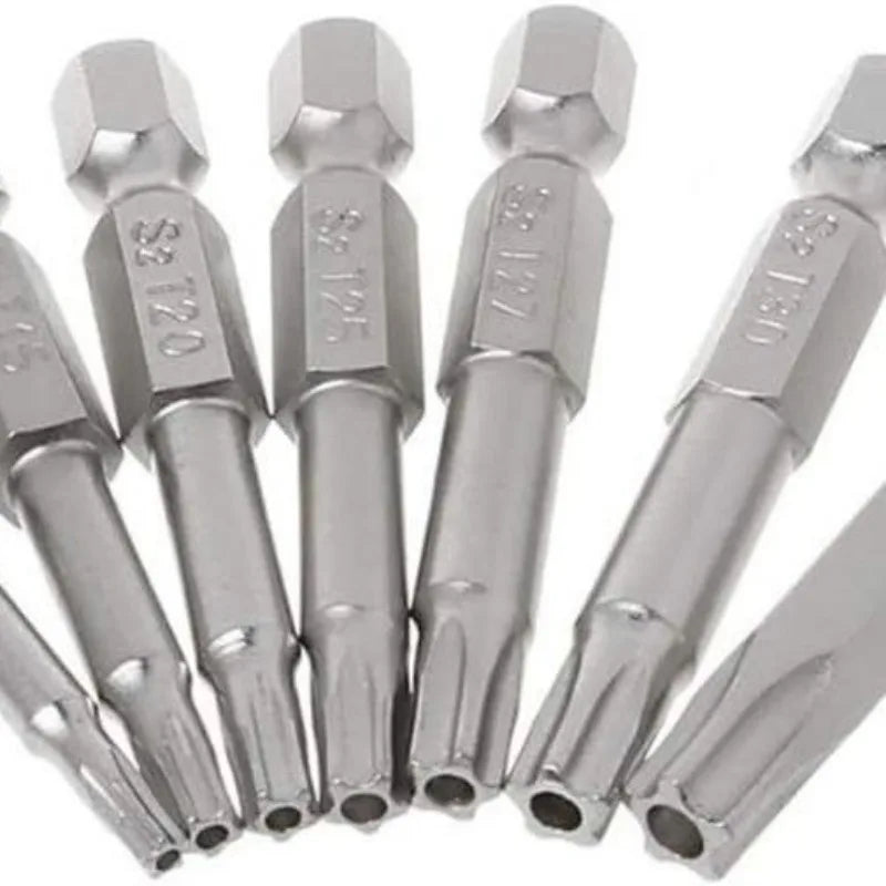 7 Pcs 5 Point Star Screwdriver Bits 50mm S2 Magnetic Star Screw Driver 1/4" Hex Shank T10 T15 T20 T25 T27 T30 T40