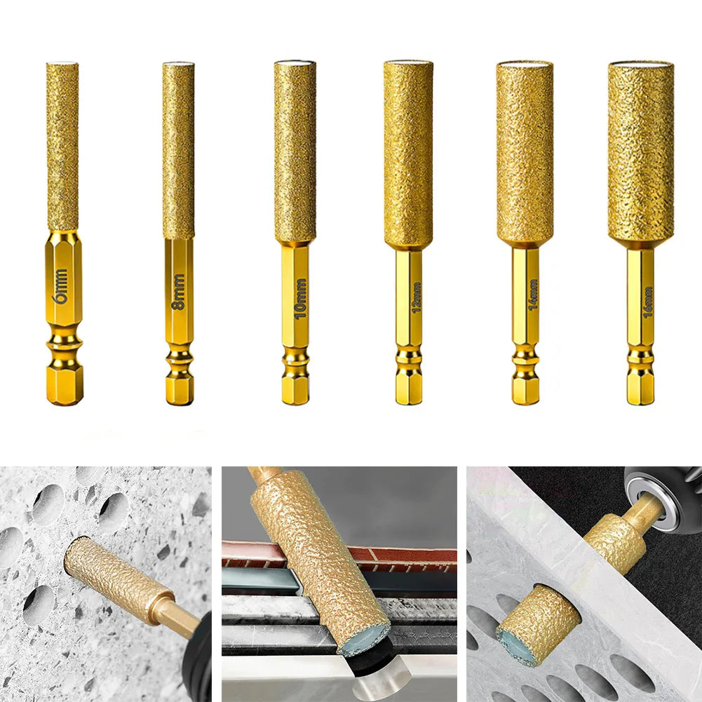 6pcs 6/8/10/12/14/16mm Hexagonal Shank Core Drill Bit For Tile Granite Marble Concrete Dry Drilling Tools