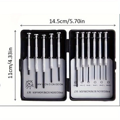 11pcs Professional Screwdriver Set For Watch Eyeglass Mobile Phone Repair With Storage Case