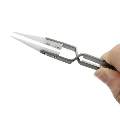 1/3 Pcs Ceramic Straight Tip Electronic Soldering Tweezers, Anti-Static Reverse Acid Resistant Precision Chuck Ceramic Tweezers