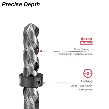 Drill Stoper Collar Set Stop Bit Ring Shaft Limit Metric Lock Steel Press Depth Ajustable Positioner Hole Guide Woodwork Tool