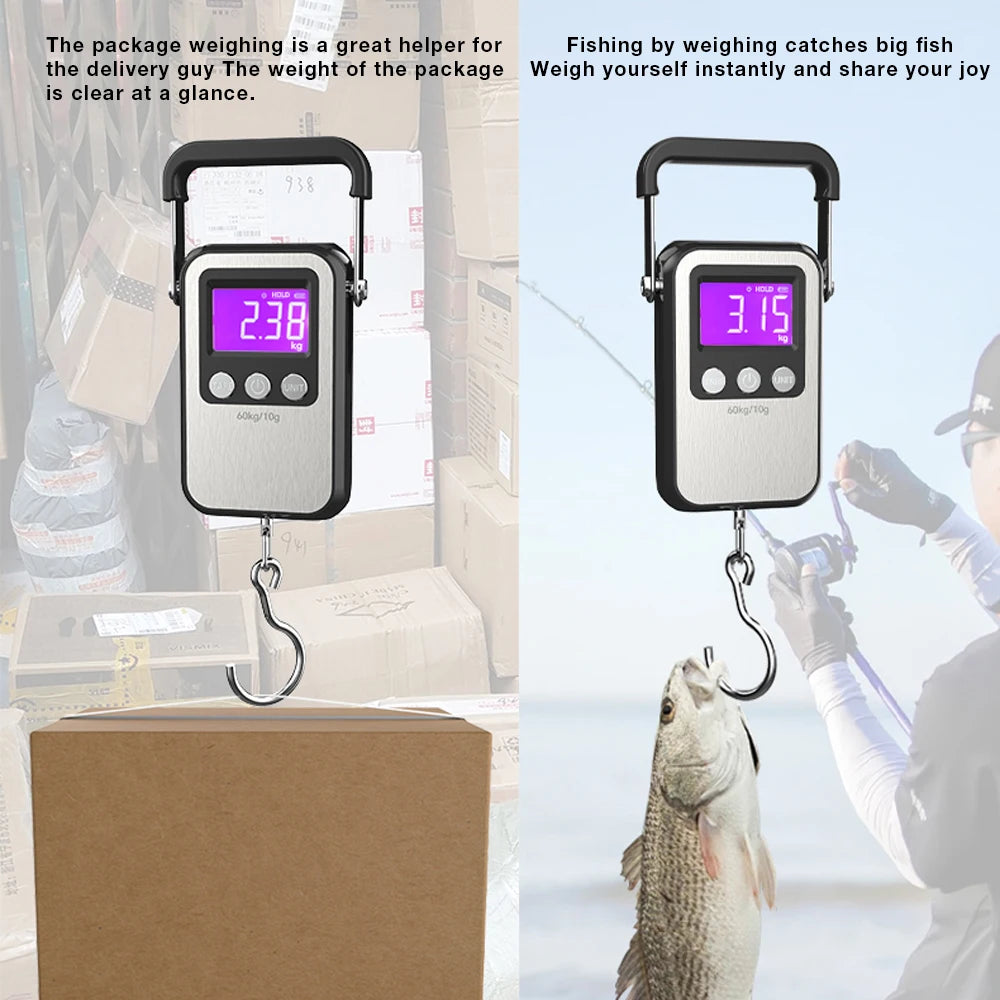 New 60kg/10g LCD Display USB Charging Digital Hanging Hook Scale Electronic Travel Luggage Scale Weighing Balance