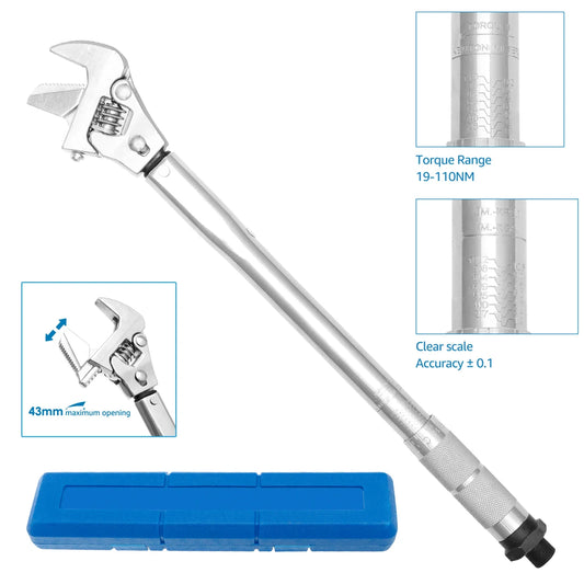 19-110NM 43mm Adjustable Torque Wrench 4 In 1 Multi-function Open End Torque Wrench Repair Tool Home Mechanic Carpenter Wrench