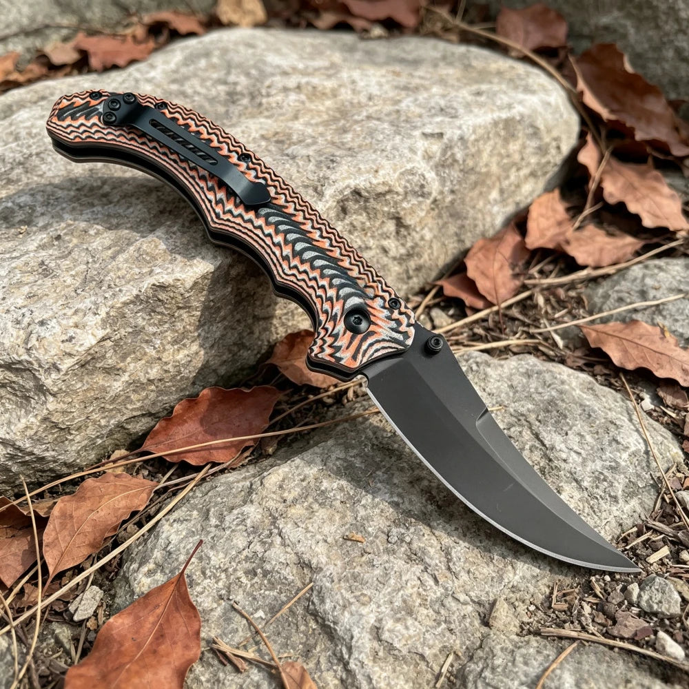 865 High Hardness Folding Knife G10 Handle Outdoor Hiking Wilderness Exploration Camping Cooking Barbecue Multi Functional Wear Resistant Practical Tool