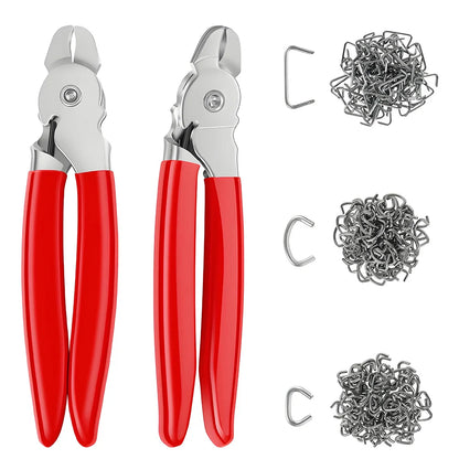 Hog Ring Pliers Kit with Galvanized Rings for Animal Pet Cages Furniture Ropes Bagging Auto Upholstery DIY Repair Tool
