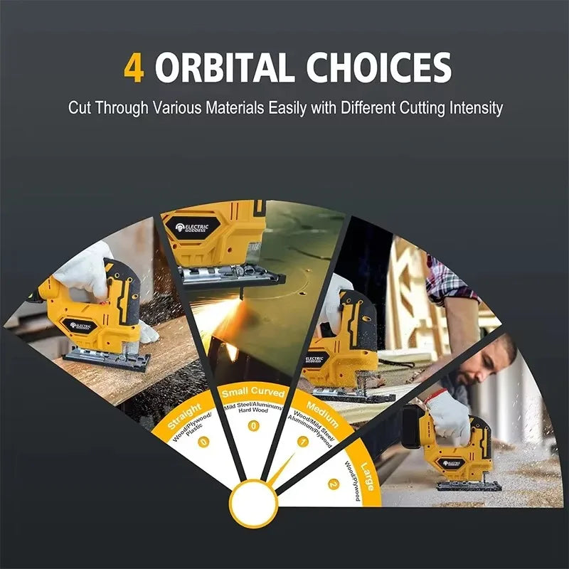 Electric Goddess Cordless Curve Saw 45 Degree Bevel Cutting Woodworking Chainsaw Cutting Metal Wood For Dewalt 20V Battery Pin