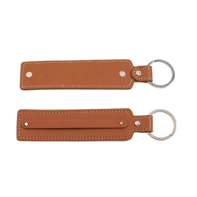 50pcs/lot PU Leather Keychain with 8mm Slide Bar Keyrings Key Holder Fit for 8mm DIY Slide Charms