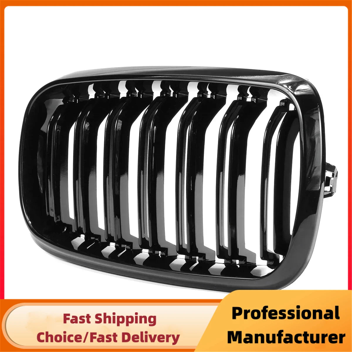 For BMW F15 F16 X5 X6 F85 F86 2014-2018 Front Bumper Kidney Racing Grille Glossy Black Car Double Slat Grill