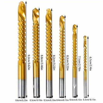 6pcs Titanium-Coated High-Speed Steel Drill Bit Set - Durable, Efficient for Electric Drills