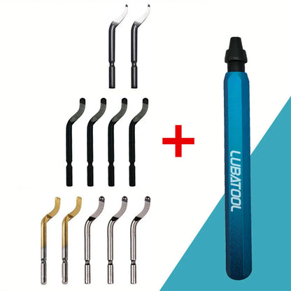 LUBATOOL Deburring Tool with 11 HSS Steel Blades, 360 Degree Rotary Head Deburring Tool for Metal Resin Plastic 3D Printing Wood