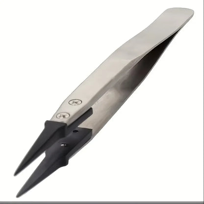 1pc ESD-259 Stainless Steel Precision Pliers-Precision Anti-Static Carbon Fiber Tweezers,Used For Crafts,Jewelry,Electronics
