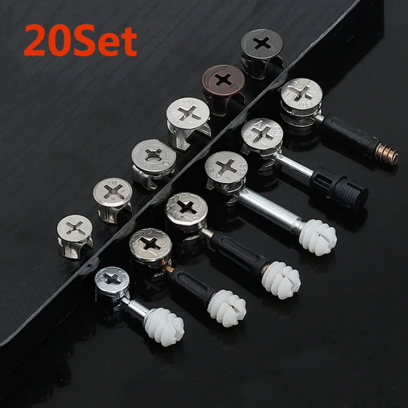 3-in-1 Wood Screw Connector Set, 20pcs M2x8 Carbon Steel