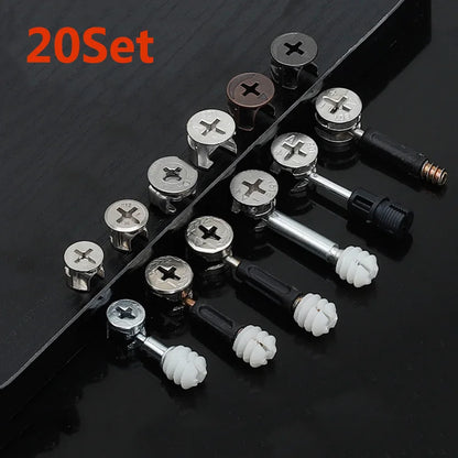 3-in-1 Wood Screw Connector Set, 20pcs M2x8 Carbon Steel