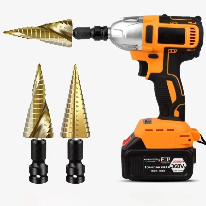 4-12/4-20/4-32mm Spiral Grooved Step Drill Bits HSS Titanium Coated Drill Hex Shank Cutting Tool for Wood, Stainless Steel,Metal