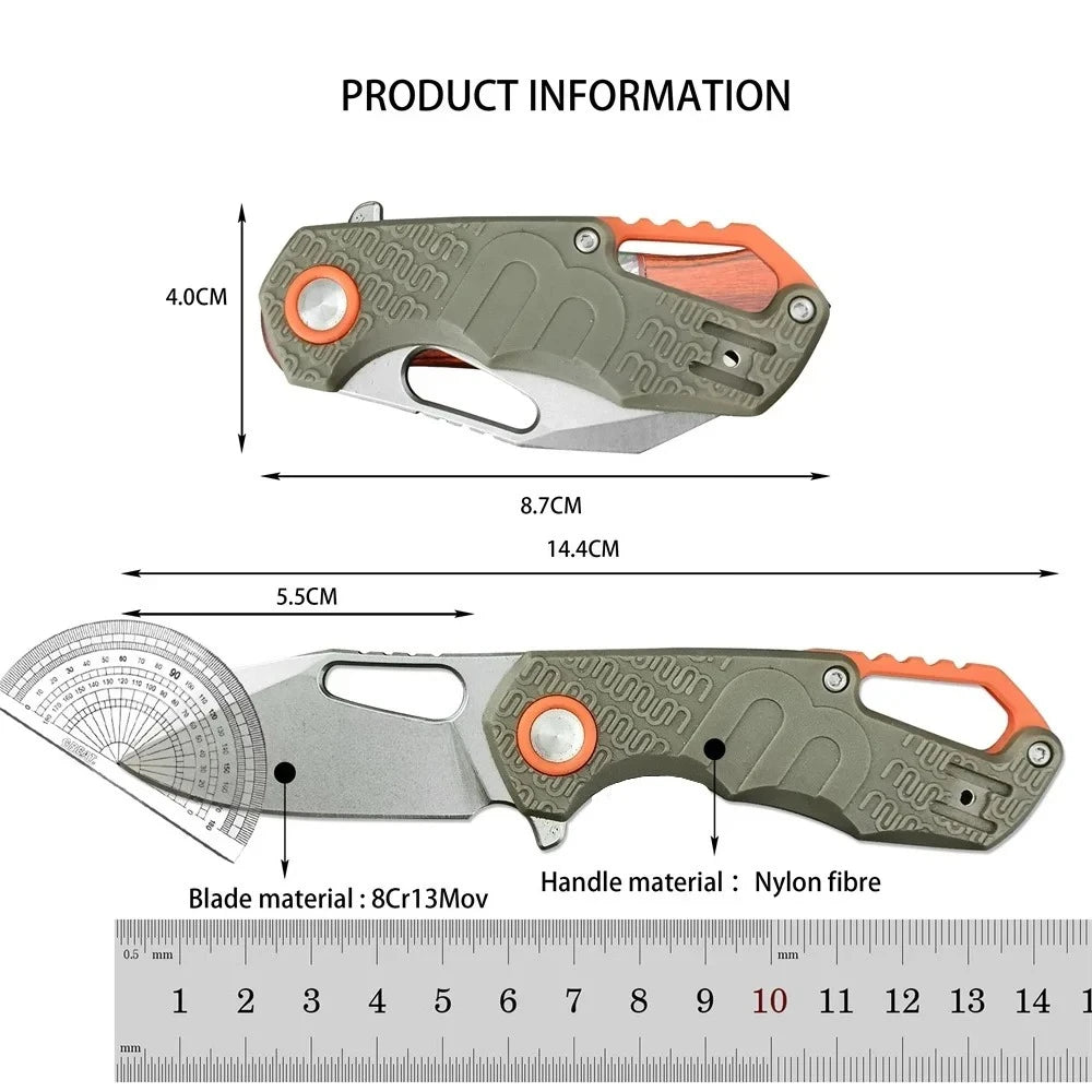 Multitool F0332 Outdoor Pocket Folding Knife 8Cr13Mov Blade Nylon Fiber Handles Portable Tactical Hiking Utility Tools for Gift