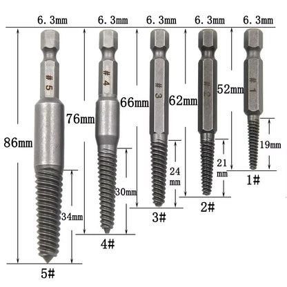 5/10pc Hex Shank Broken Head Screw Extractor Set - Electric Drill Tool Kit for Removing Stripped Screws Screwdriver Extractors