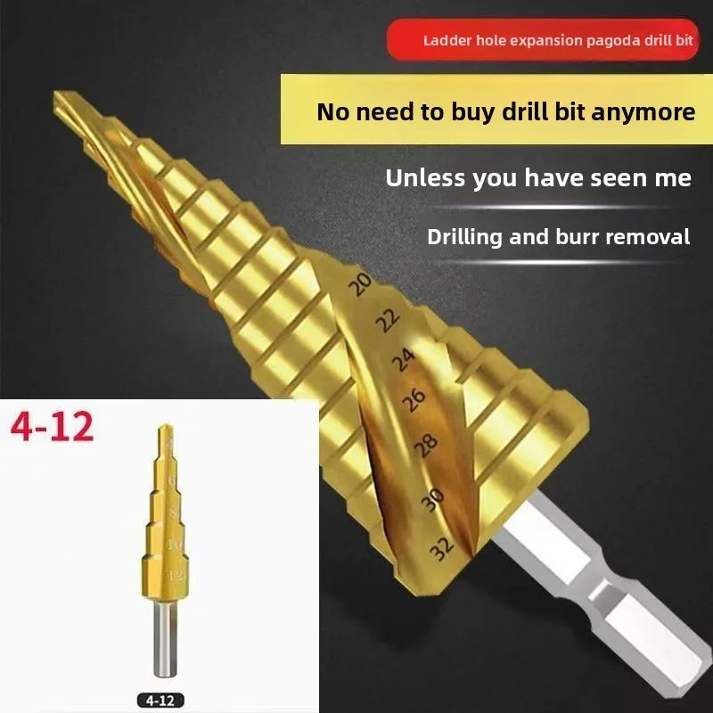 HSS Step Drill Bit 4-12mm 4-20mm 4-32mm Hex Titanium Cone Hole Cutter Multifunction Reamer Plate Iron Aluminum Plate Drilling Me