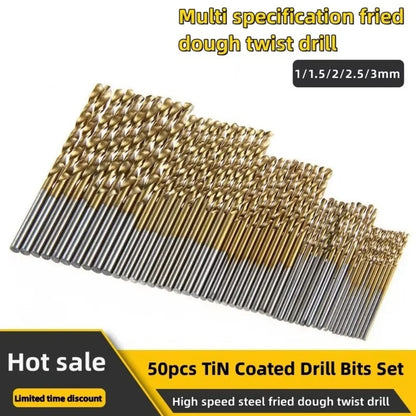 50Pcs Professional Titanium Coated Drill Bits High Speed Steel Drill Bits Set Tool Electric Drill Woodwork Drill 1/1.5/2/2.5/3mm
