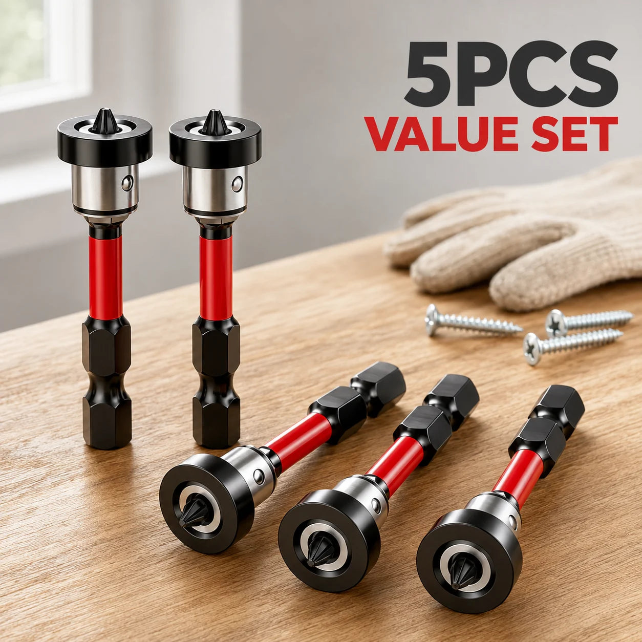 1/3/5pcs Magnetic Screwdriver Bit Setter, PH2 Positioning Bits, 1/4" Hex Shank for Drywall Plasterboard Screw Installation Tools