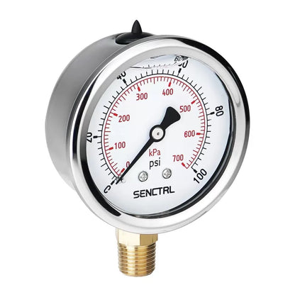 SENCTRL 100 Psi Lead-Free Glycerin Liquid Filled Low Pressure Gauge, 0-100Psi [1]