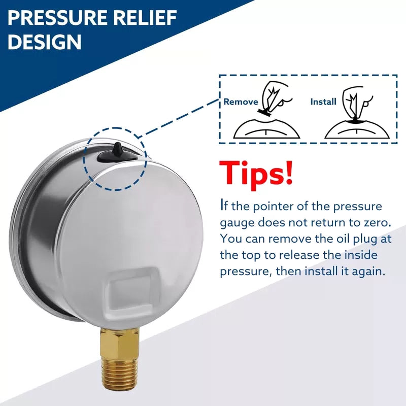 SENCTRL 100 Psi Lead-Free Glycerin Liquid Filled Low Pressure Gauge, 0-100Psi [5]