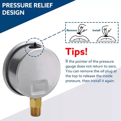 SENCTRL 100 Psi Lead-Free Glycerin Liquid Filled Low Pressure Gauge, 0-100Psi [5]